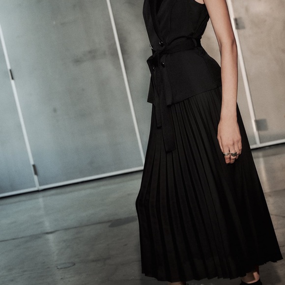 Zara Pleated Midi Dress Belted Dress size S - Picture 4 of 9